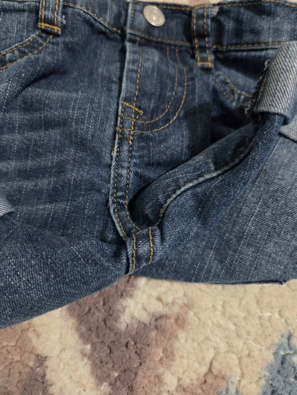 7 For All Mankind Dark Blue Rolled-Hem Denim Size 2
